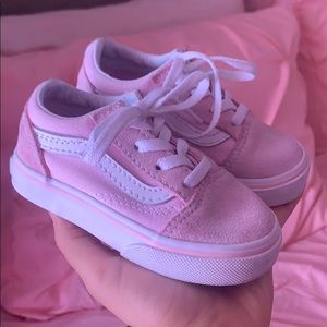 Pink suede toddler Vans size 5.